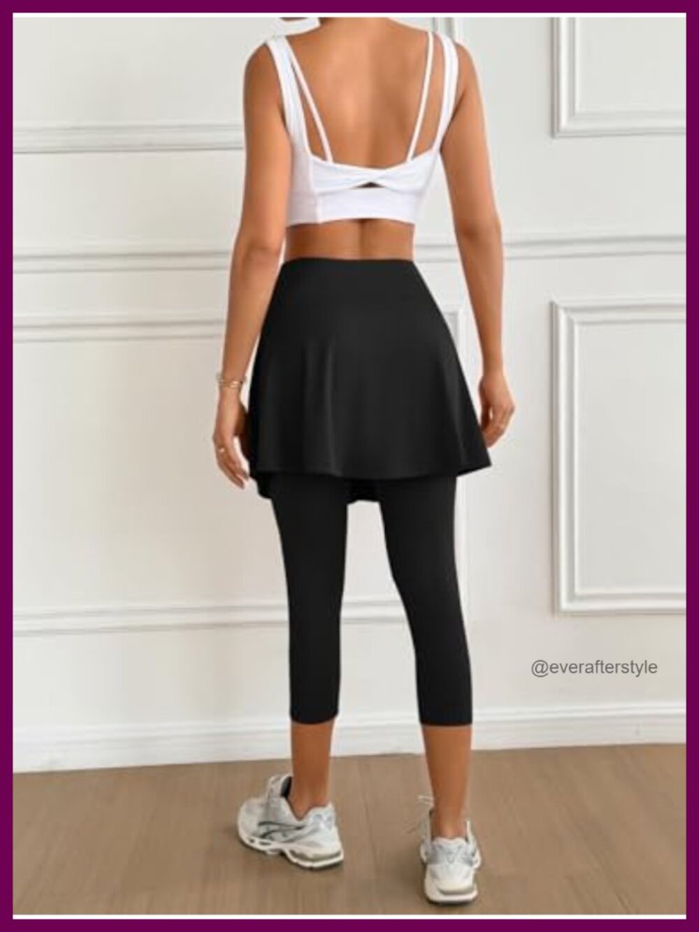 Women's Tennis Skort with Capri Leggings Pockets Athletic Wrap Golf Pickleball - Picture 4 of 5